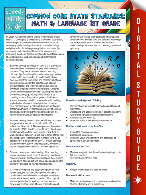 Title details for Common Core State Standards - Math and Language Arts, 1st Grade by Speedy Publishing - Available